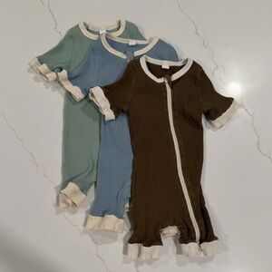 Set of Three Ribbed Baby Rompers